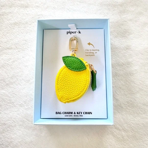 Viral Piper K Lemon Zipper Pouch Key Chain / Bag Charm - Picture 2 of 4
